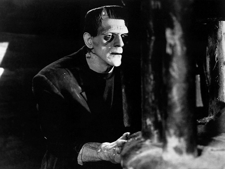 Bild ur filmen Frankenstein (1931) med skådespelaren Boris Karloff som monstret.